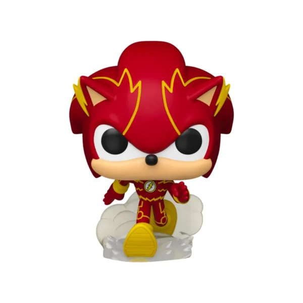 Este Funko vemos el color rojo en la cabeza y a Sonic en posición de salir a correr.