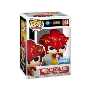Este Funko vemos el color rojo en la cabeza y a Sonic en posición de salir a correr.