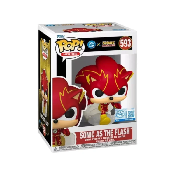 Este Funko vemos el color rojo en la cabeza y a Sonic en posición de salir a correr.
