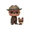Funko The goul with Cx404 de la serie Fallout. Aparece con su sombrero y gabardina marron. tambien le acompaña su perro que está sentado
