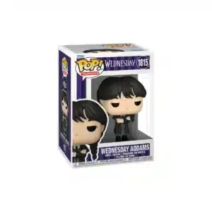 Funko Wednesday Adams 1815. Como siempre, rostro serio, trenzas y tunica negra