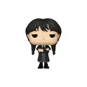Funko Wednesday Adams 1815. Como siempre, rostro serio, trenzas y tunica negra