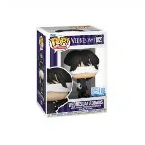 Funko wednesday Adams 1820 SE. La personaje aparece con los ojos vendados y espada en mano