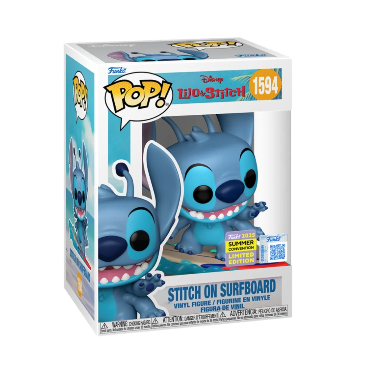 Funko Stitch on Surfboard 1594 (SDCC 2025) Lilo & Stitch