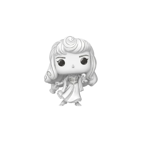 Este es el Funko de Aurora que es una princesa y tiene colores blanco y negro.