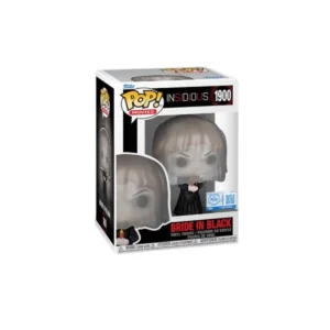 Este Funko de Bride in Black se ve con una túnica negra y u nvelo en la cara.