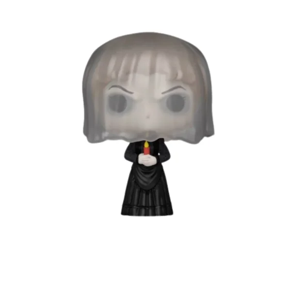 Este Funko de Bride in Black se ve con una túnica negra y u nvelo en la cara.