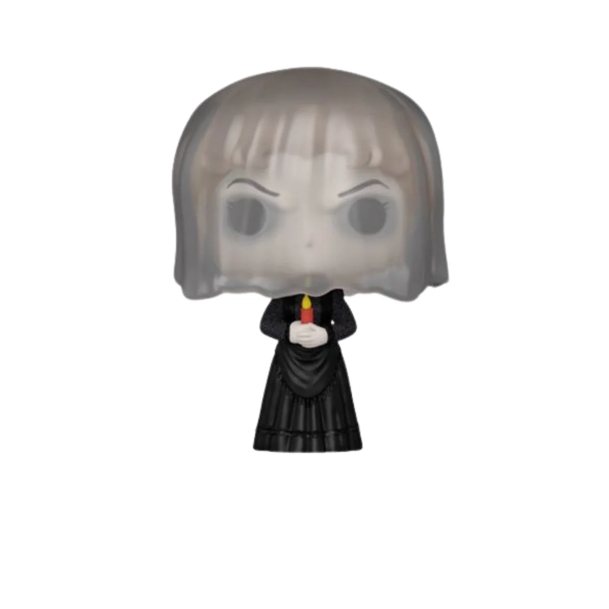 Este Funko de Bride in Black se ve con una túnica negra y u nvelo en la cara.