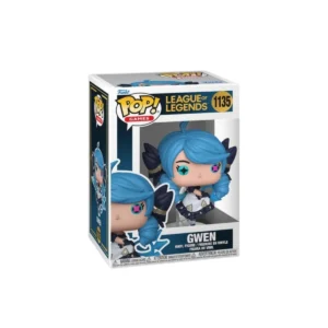 Este es el Funko de Gwen que es una muñeca de League of Legends con el pelo azul.