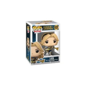 Este es el Funko de Lux que es la dama de League of Legends que tiene el pelo rubio