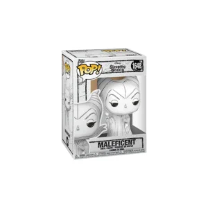 Este es el Funko de Maleficent y su color dominante es blanco, con ojos negros.