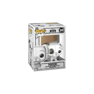 Este es el Funko de Patch y es de color blanco y negro.
