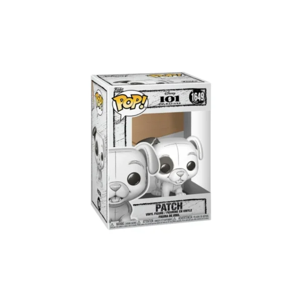 Este es el Funko de Patch y es de color blanco y negro.