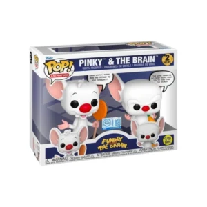 Este Funko es un 2 Pack de 2 ratones blancos, que tienen utensilios de cocina en las manos.