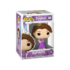 Este Funko Rapunzel 1641 Tangled tiene el pelo corto con una corona y un vestido largo.
