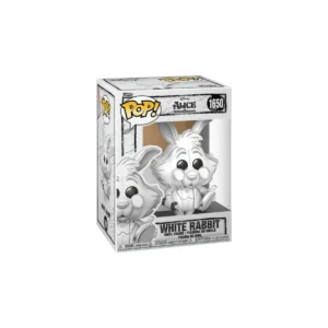 Este es el Funko de White Rabbit que es un conejo de color blanco y detalles negros.