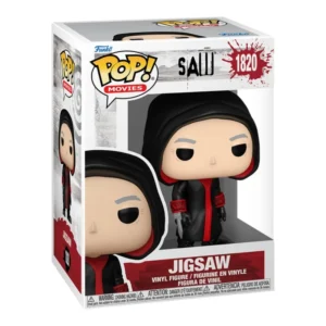 Funko Pop Jigsaw 1820 Saw en su caja con vista lateral de la tienda de funkos online spain dreamspop