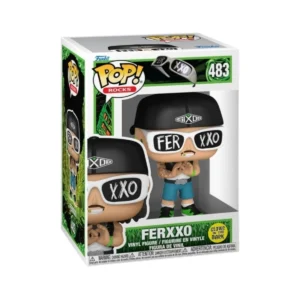 Este el el Funko Ferxxo 483 GITD y vemos que tiene unas gafas con su nombre y la gorra hacia atrás.