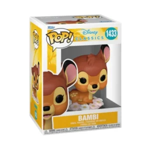 Este es el Funko de Bambi 1433, en esta pieza se observa que Bambi está tumbado en el suelo y el color marrón predomina en su cuerpo.