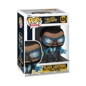 Este es el Funko Black Lightning 426, en el observamos tonalidades azules en su rostro.