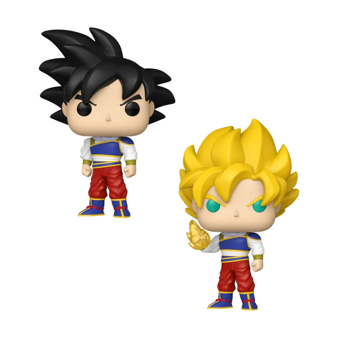 Este es el Bundle del Funko Goku Yardrat, este personaje es diferente en cada caja, uno con el pelo amarillo y otro con el pelo negro.