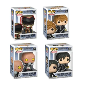 Este es el Funko Bundle de Kingdom Hearts cada uno con su vestimenta clásica y con las Keyblades en sus manos.