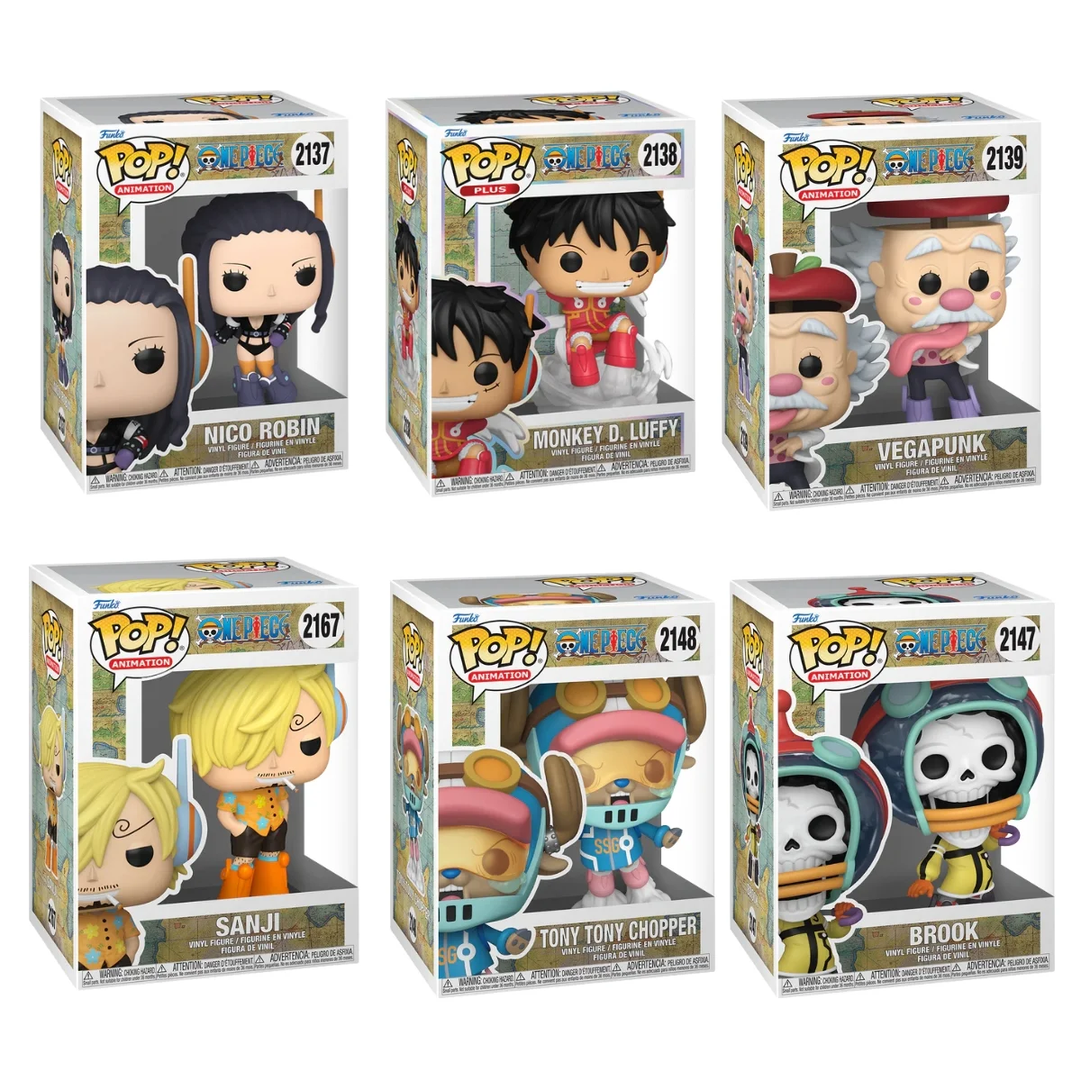 Funko Bundle One Piece en sus cajas con vistas laterales de la tienda de funko online spain dreamspop