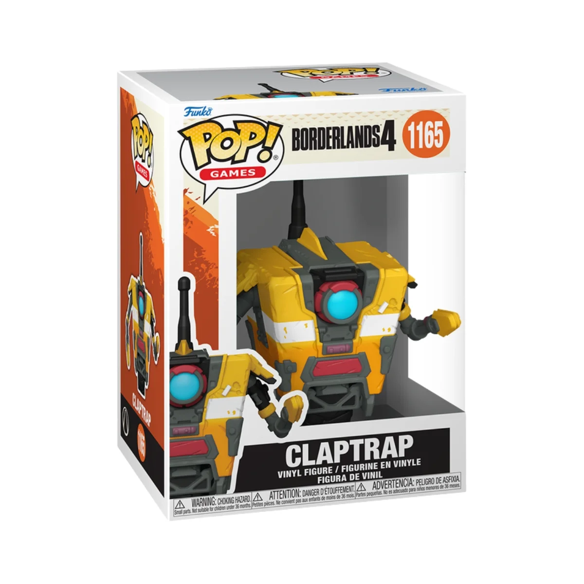 Funko Claptrap 1165 Borderlands 4 en su caja con vista lateral de la tienda de funkos online spain dreamspop
