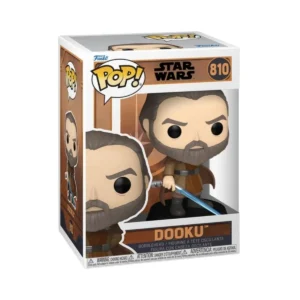 Este es el Funko de Dooku 810 Star wars, en esta imagen destaca la espada que tiene entre sus manos.