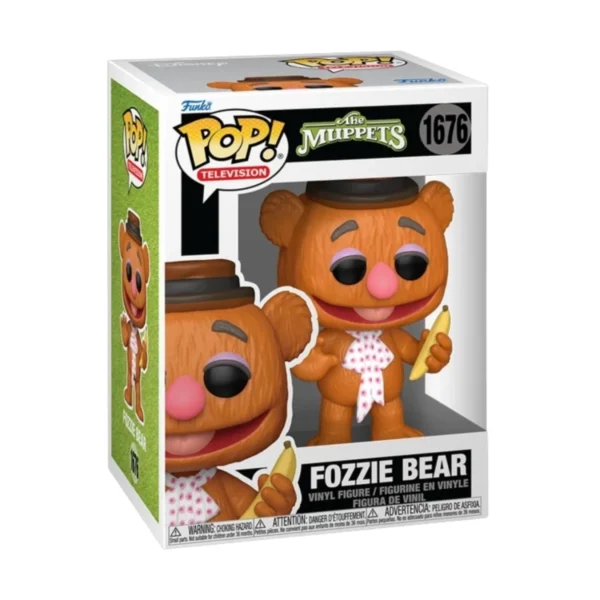En esta imagen vemos el Funko de Fozzie Bear 1676, en esta figura destaca el plátano que tiene entre sus manos.