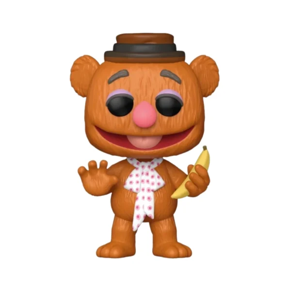 En esta imagen vemos el Funko de Fozzie Bear 1676, en esta figura destaca el plátano que tiene entre sus manos.