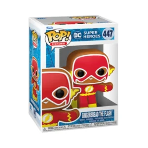 Este es el Funko de Gingerbread The Flash. En la imagen observamos que tiene la forma de una galleta, habitual de la época navideña.