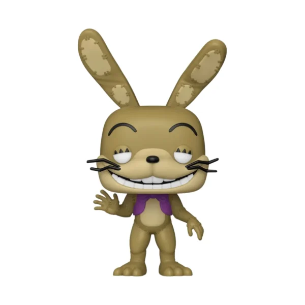 Este es el Funko de Glitchtrap de Five Night at Freddys el cuál lo vemos con una sonrisa y bigote negro.