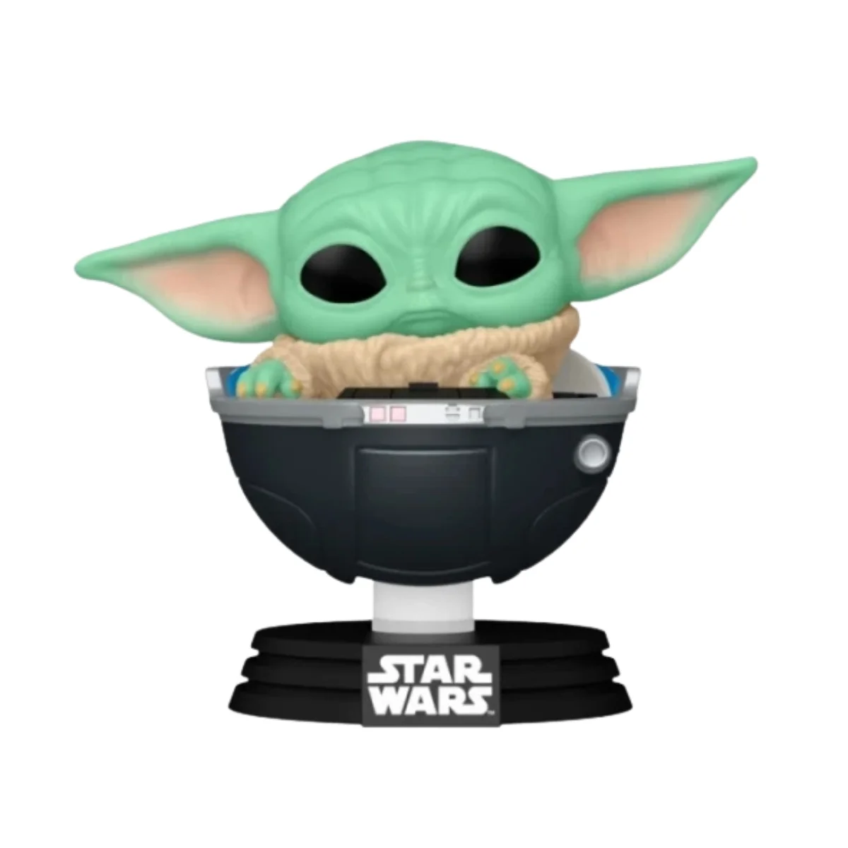 Este es el Funko de Grogu 664 y en esta pieza vemos sus grandes orejas. Aparte el color de su cuerpo es de color verde.