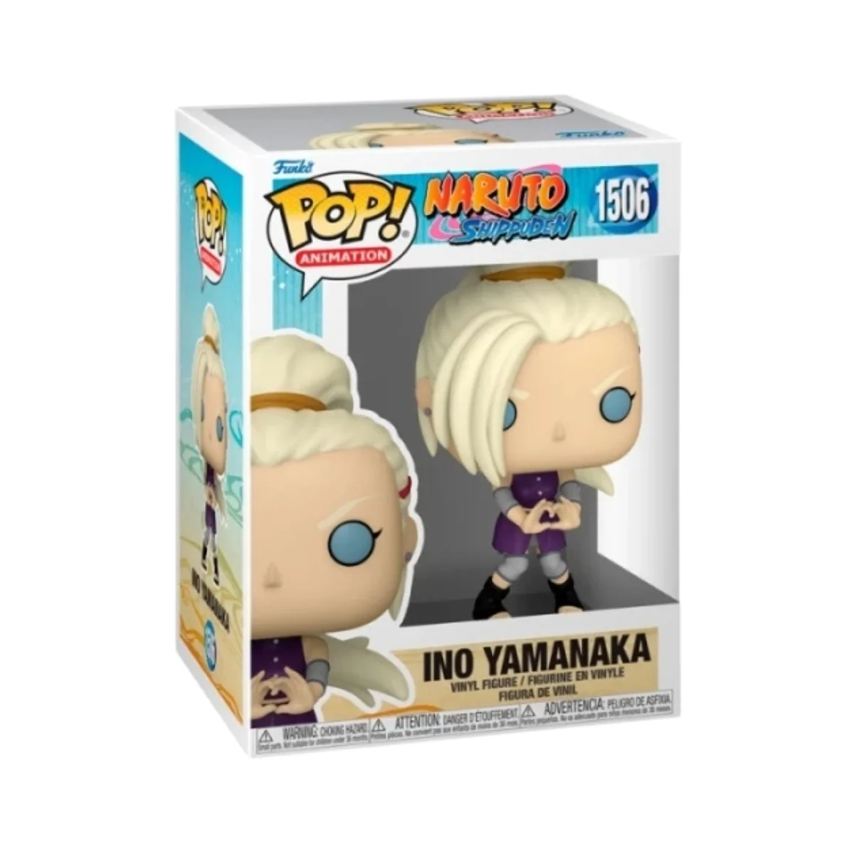 En este Funko de Ino Yamanaka 1506, la observamos con un atuendo ninja y su pelo de color rubio.