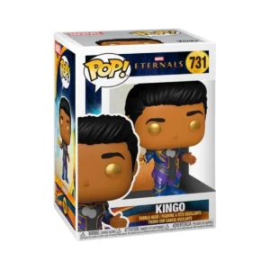Este es el Funko de Kingo 731 Eternals y podemos ver que los ojos son brillantes y su pelo de color negro.