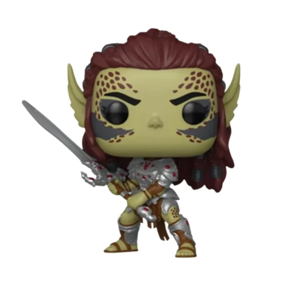 Este es el Funko de Lae'zel 1147 del videojuego Baldur's Gate. Podemos observar que esta figura lleva armadura githyanki.