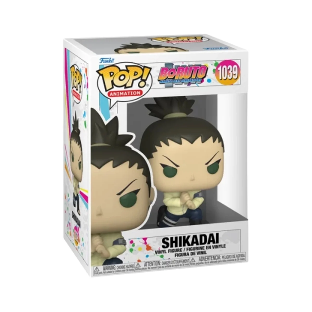 Este es el Funko de Shikadai 1039 Boruto y en esta figura podemos observar que tiene una rodilla en el suelo.