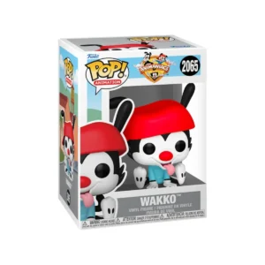 Este es el Funko Wakko 2065 Animaniacs de Wakko y vemos que tiene una gorra roja y la lengua por fuera.