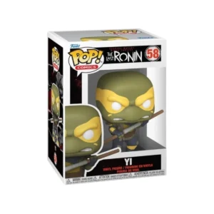 Este es el Funko YI 58 The Last Ronin de la serie de las tortugas Ninja vemos que es de color verde y tiene una espada en sus manos.