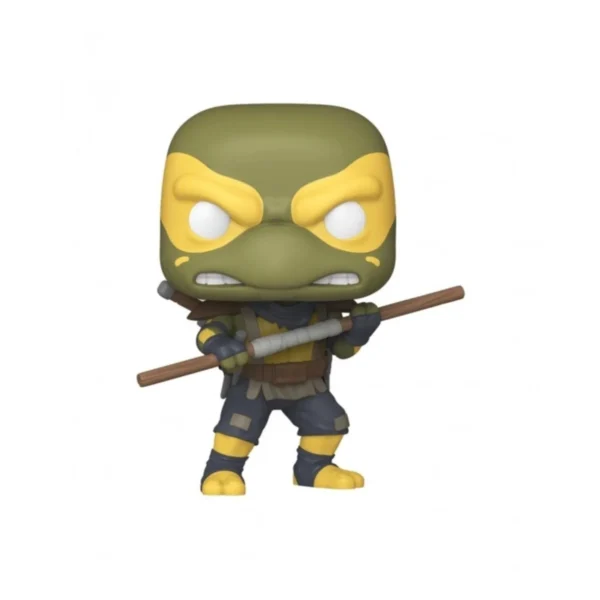 Este es el Funko de YI de la serie de las tortugas Ninja vemos que es de color verde y tiene una espada en sus manos.