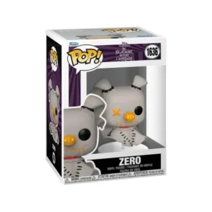 Este es el Funko Zero 1636 de Pesadilla antes de Navidad, es una perro de color rosa y una calabaza en la nariz.