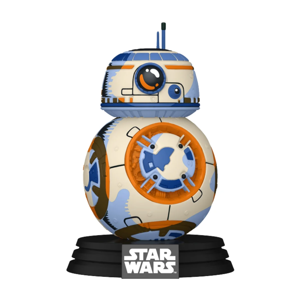 En esta imagen podemos ver el Funko BB-8 804 SE de Star Wars, en la figura destaca la combinación de muchos colores.