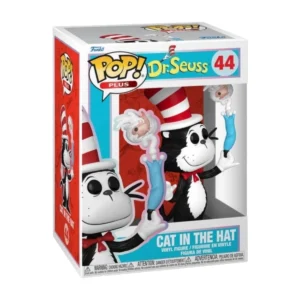 En la imagen podemos ver el Funko Cat in the Hat, en esta figura destaca su gran sombrero de color rojo y blanco.