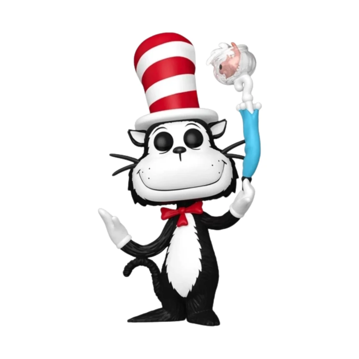 En la imagen podemos ver el Funko Cat in the Hat, en esta figura destaca su gran sombrero de color rojo y blanco.