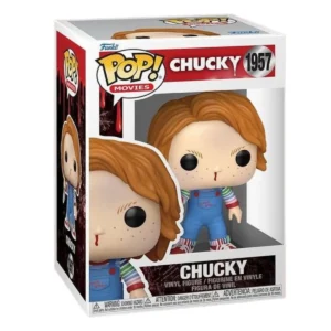En esta imagen podemos ver el Funko Chucky 1957. En esta figura podemos destacar el cuchillo que tiene el personaje en la mano y la sangre que le sale por la nariz.