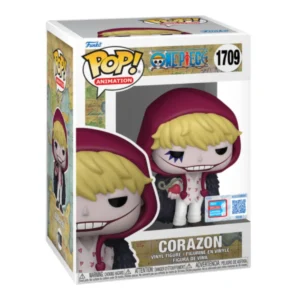 El Funko Corazon 1709 destaca por las plumas de su abrigo hasta el diseño fiel de su camiseta blanca con corazones
