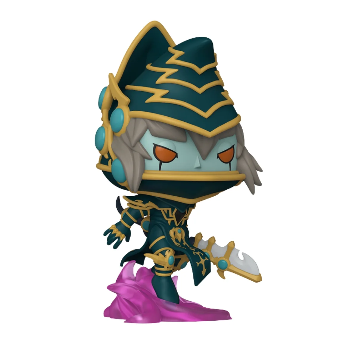 En esta imagen podemos ver el Funko Dark Paladin 2056 NYCC 2025 de Yu-Gi-Oh!, en la figura destaca la espada que lleva en la mano.
