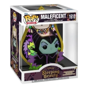 En esta imagen podemos ver el Funko Deluxe Maleficent 1610 de Disney. En esta figura destaca los colores negro y morado que le dan un toque de maldad y tenebrosidad al Funko.