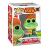 El Funko Dig Em Frog 230 destaca por su gorra amarilla y su chaqueta verde brillante